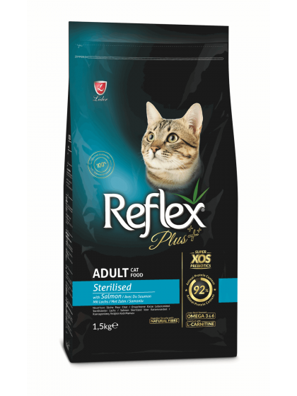 REFLEX PLUS CAT STERILISED SALMON 1.5KG με Πρεβιοτικά